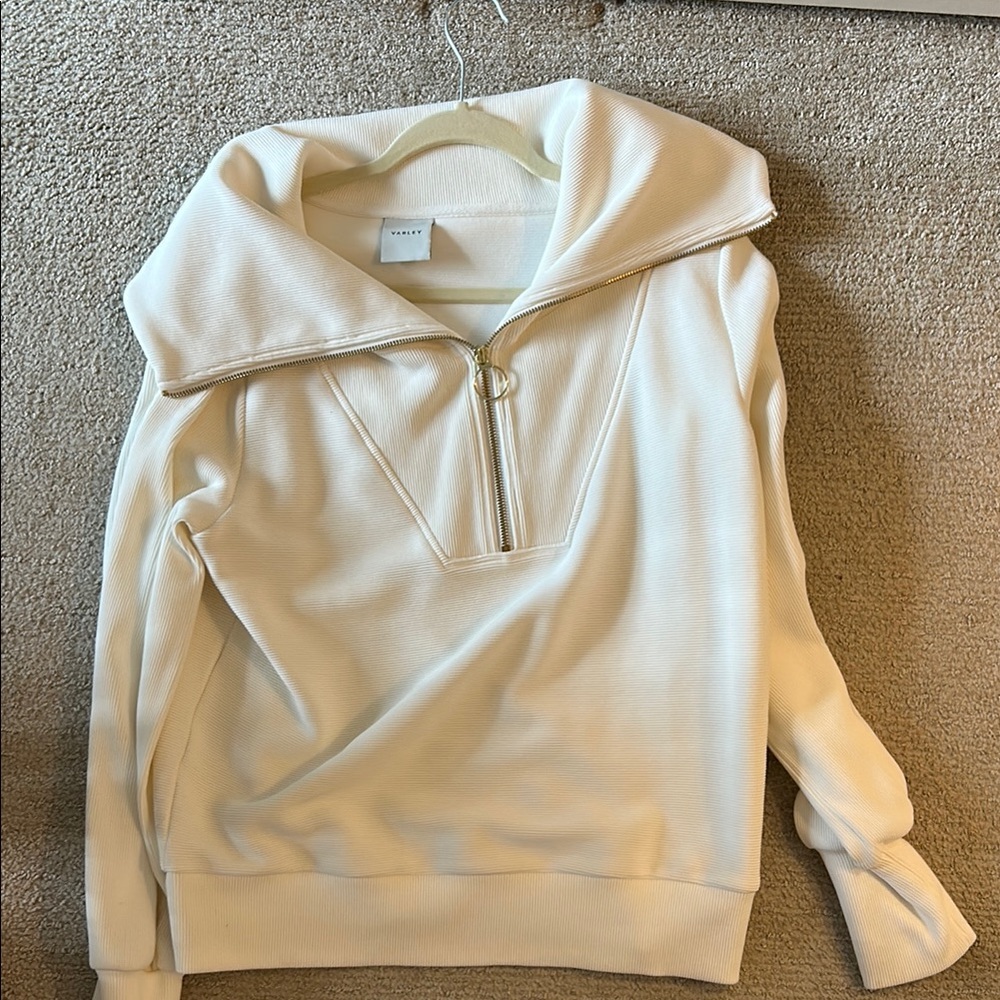 Varley Vine half zip Cream Zip-Up Sweatshirt
